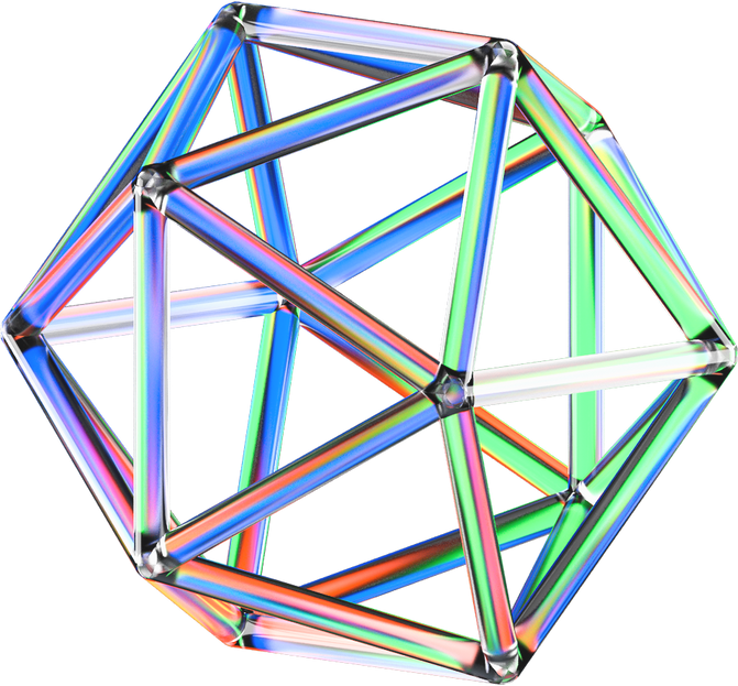 3D Glowing Glass Piped Icosahedron